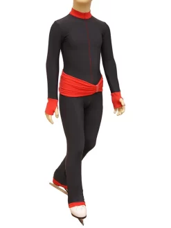 IceDress - Figure Skating Training Overalls - Oriental (Gray With Red Belt)