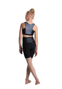 Icedress - Crop-Top And Biker Shorts With Criss Cross Lace Design (Black And Dark Grey) -Online Skating Store 5.1672313995 81938.1672314859