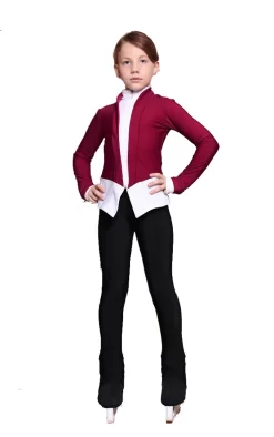 IceDress Figure Skating Outfit - Thermal - Benefit (Marsala With White And Black)