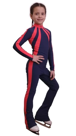 IceDress - Figure Skating Training Overalls - Sweetheart (Gray And Coral)