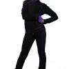 IceDress Figure Skating Thermal Jacket -Todes(Black With Purple Line)