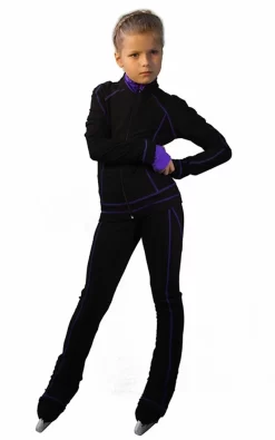IceDress Figure Skating Thermal Jacket -Todes(Black With Purple Line)