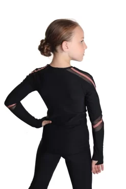 IceDress - Figure Skating Longsleeve Top - Track (Black And Caramel) -Online Skating Store 6.1672310302 42769.1672314425