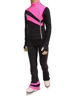 IceDress Figure Skating Thermal Jacket - Rays (Dark Grey And Pink)