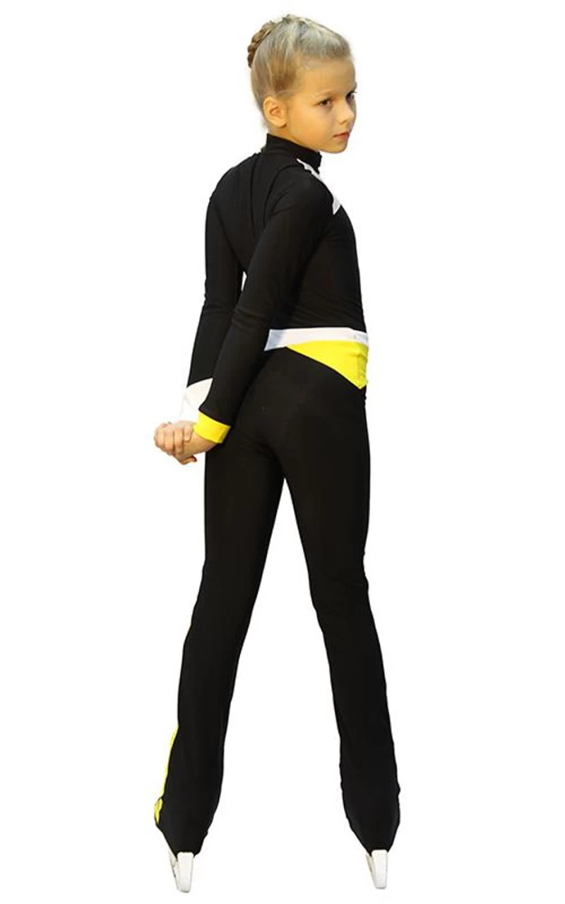 IceDress - Figure Skating Training Overalls - Skating (Black, Yellow And White) 3 IceDress - Figure Skating Training Overalls - Skating (Black, Yellow And White) - Image 3