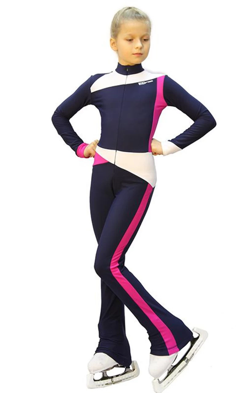 IceDress - Figure Skating Training Overalls - Skating (Gray-blue Dark, Fuchsia And White) 2 IceDress - Figure Skating Training Overalls - Skating (Gray-blue Dark, Fuchsia And White) - Image 2