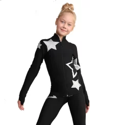 IceDress Figure Skating Jacket - Thermal - Star Sky (Black With Silver)
