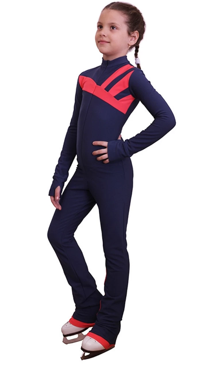 IceDress - Figure Skating Training Overalls - Rays (Blue And Coral) 2 IceDress - Figure Skating Training Overalls - Rays (Blue And Coral) - Image 2
