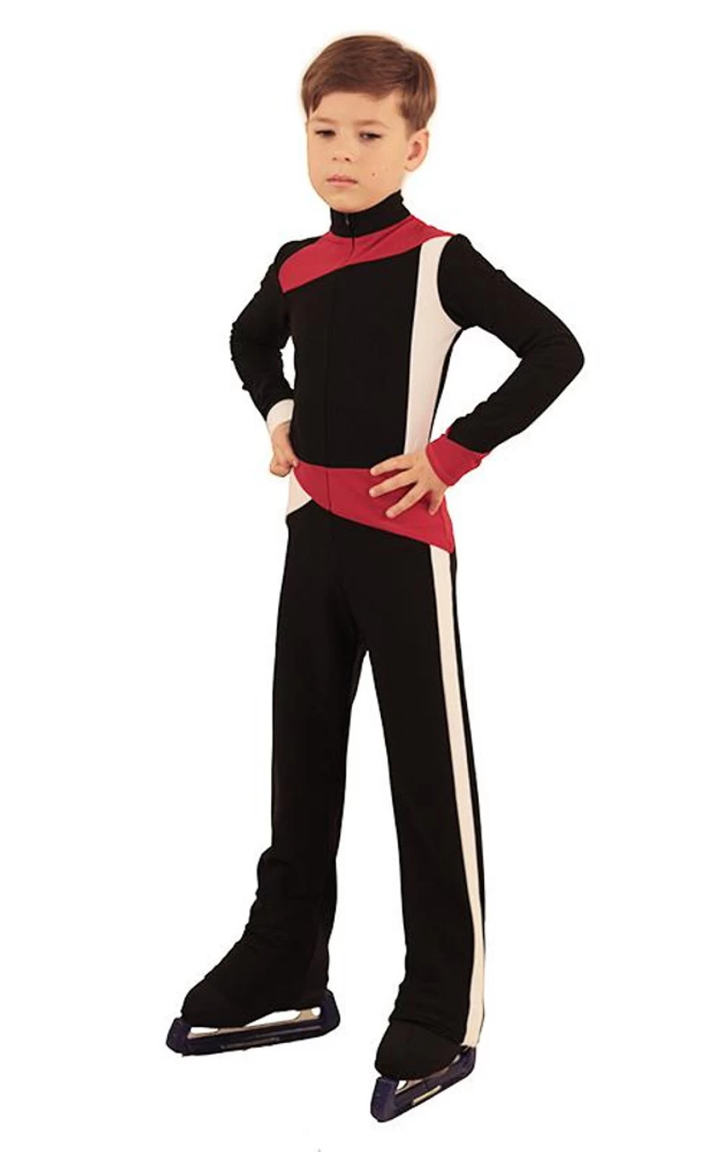 IceDress - Figure Skating Training Overalls For Boys - Skating (Black,Red And White) 2 IceDress - Figure Skating Training Overalls For Boys - Skating (Black,Red And White) - Image 2