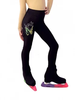 IceDress Ice Skating Pants - "Butterfly" With Colored Applique (25% OFF, Black)