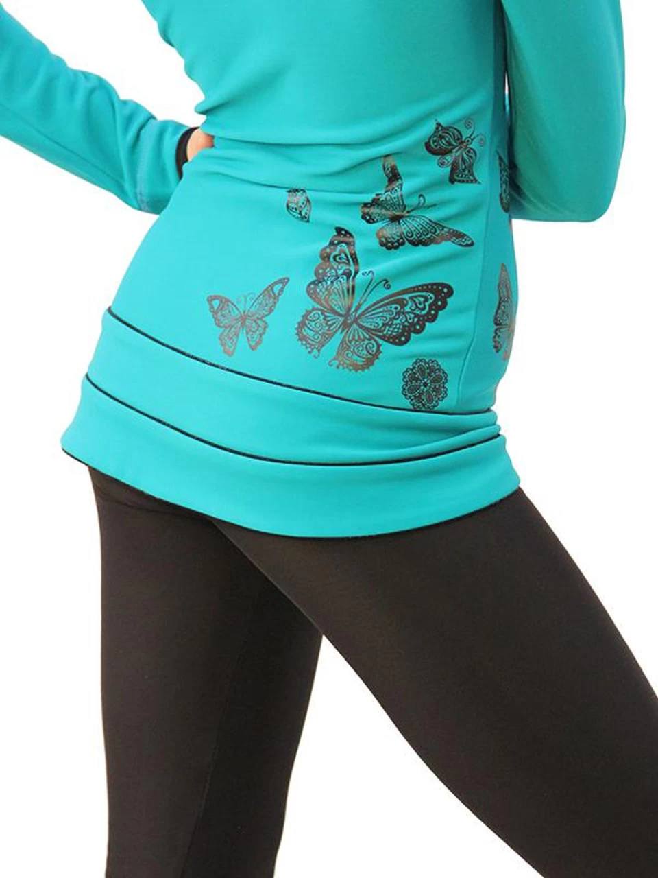 IceDress Figure Skating Outfit - Thermal - Flying (Emerald With Black) 4 IceDress Figure Skating Outfit - Thermal - Flying (Emerald With Black) - Image 4