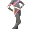 IceDress - Figure Skating Training Overalls - Quad (Light Grey, Pink And White)