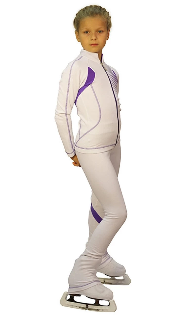 IceDress Figure Skating Thermal Jacket -Euler (White And Purple) 3 IceDress Figure Skating Thermal Jacket -Euler (White And Purple) - Image 3