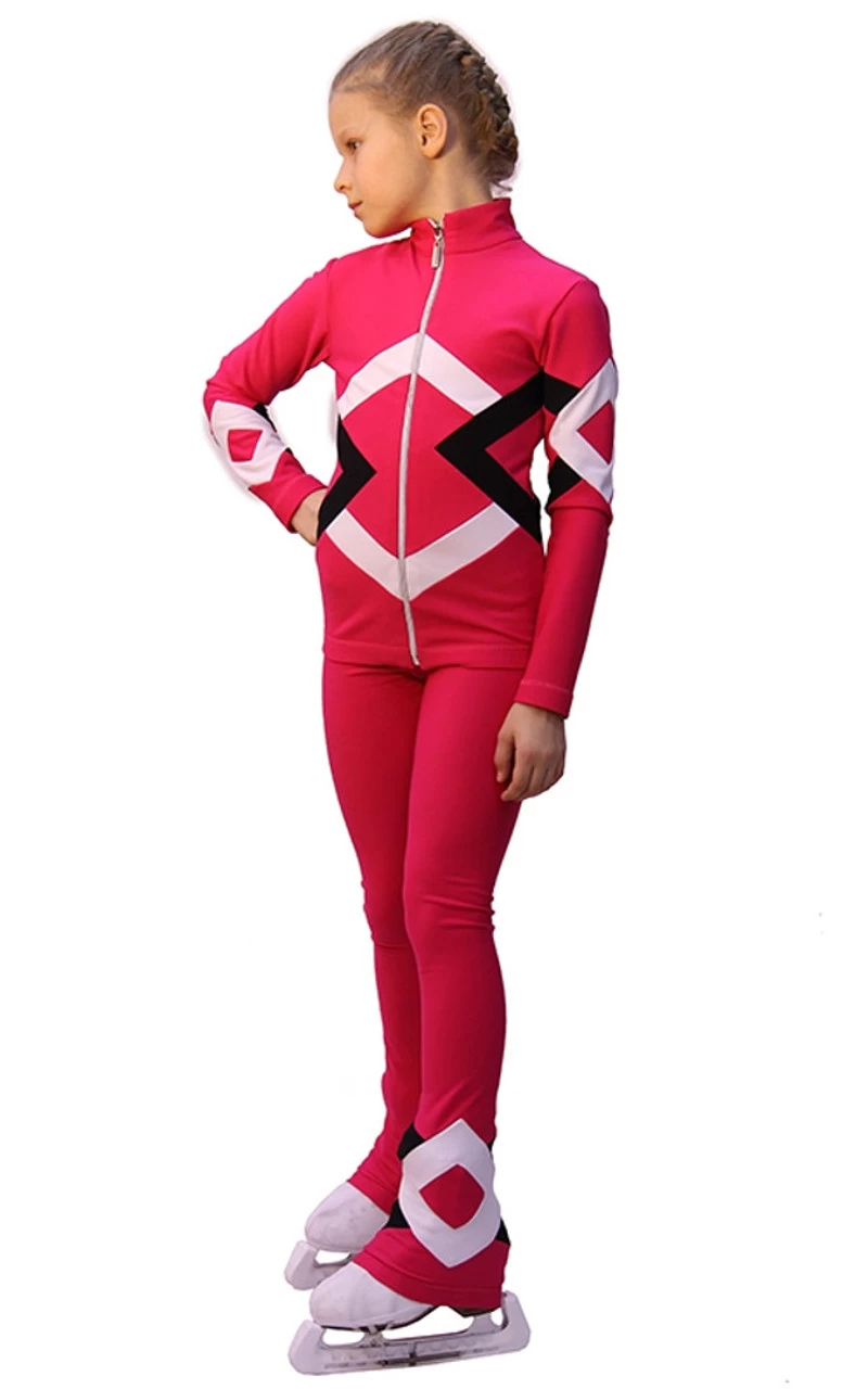 IceDress Figure Skating Outfit - Thermal - Bauer (Pink, Black And White) 2 IceDress Figure Skating Outfit - Thermal - Bauer (Pink, Black And White) - Image 2