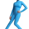 IceDress Figure Skating Overalls - Thermal - Style (Blue With Velvet Trim)