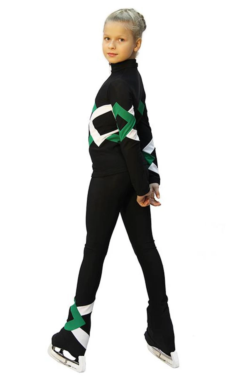 IceDress Figure Skating Outfit - Thermal - Bauer (Black, Green And White) 3 IceDress Figure Skating Outfit - Thermal - Bauer (Black, Green And White) - Image 3