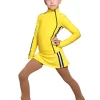 IceDress Figure Skating Outfit With Skirt - Thermal - Olympus (Yellow With Black Lamps)