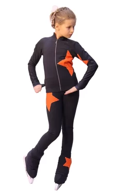 IceDress Figure Skating Outfit - Thermal - Star (with Pants) (Dark Grey With Orange) -Online Skating Store 8c7c3ef198a1 08587 25427 48194 83320 25195 45353.1582448202