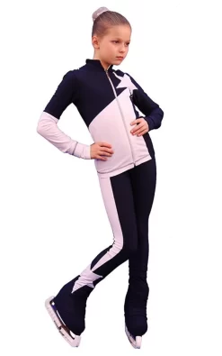 IceDress Figure Skating Outfit - Thermal - Space (Gray Blue Dark With White)