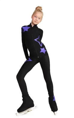 IceDress Figure Skating Jacket - Thermal - Star Sky (Black With Purple)