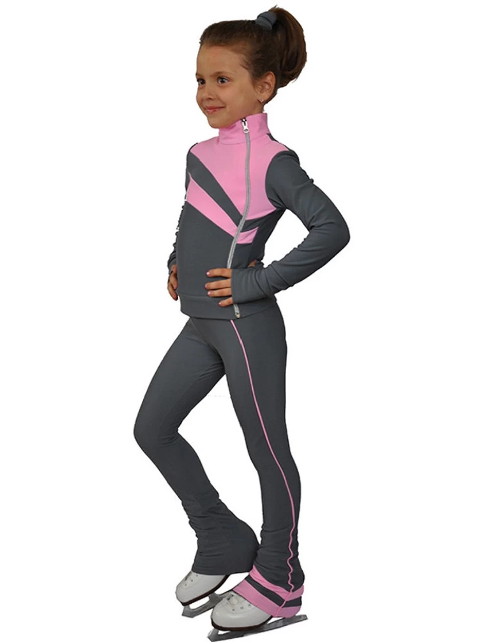 IceDress Figure Skating Thermal Pants - Rays (Light Grey And Pink) 2 IceDress Figure Skating Thermal Pants - Rays (Light Grey And Pink) - Image 2