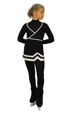 IceDress Figure Skating Outfit - Thermal - Line (Black With White Line)