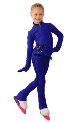 IceDress Figure Skating Outfit - Thermal - Butterfly(Cornflower With Velvet And Crystals Preciosa)