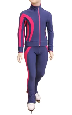 IceDress Figure Skating Thermal Jacket - Lutz (Dark Grey And Raspderry)
