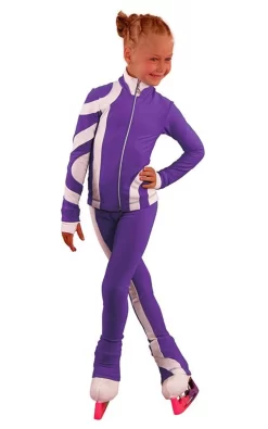 IceDress Figure Skating Outfit - Thermal - Cross-Roll (Purple With White)