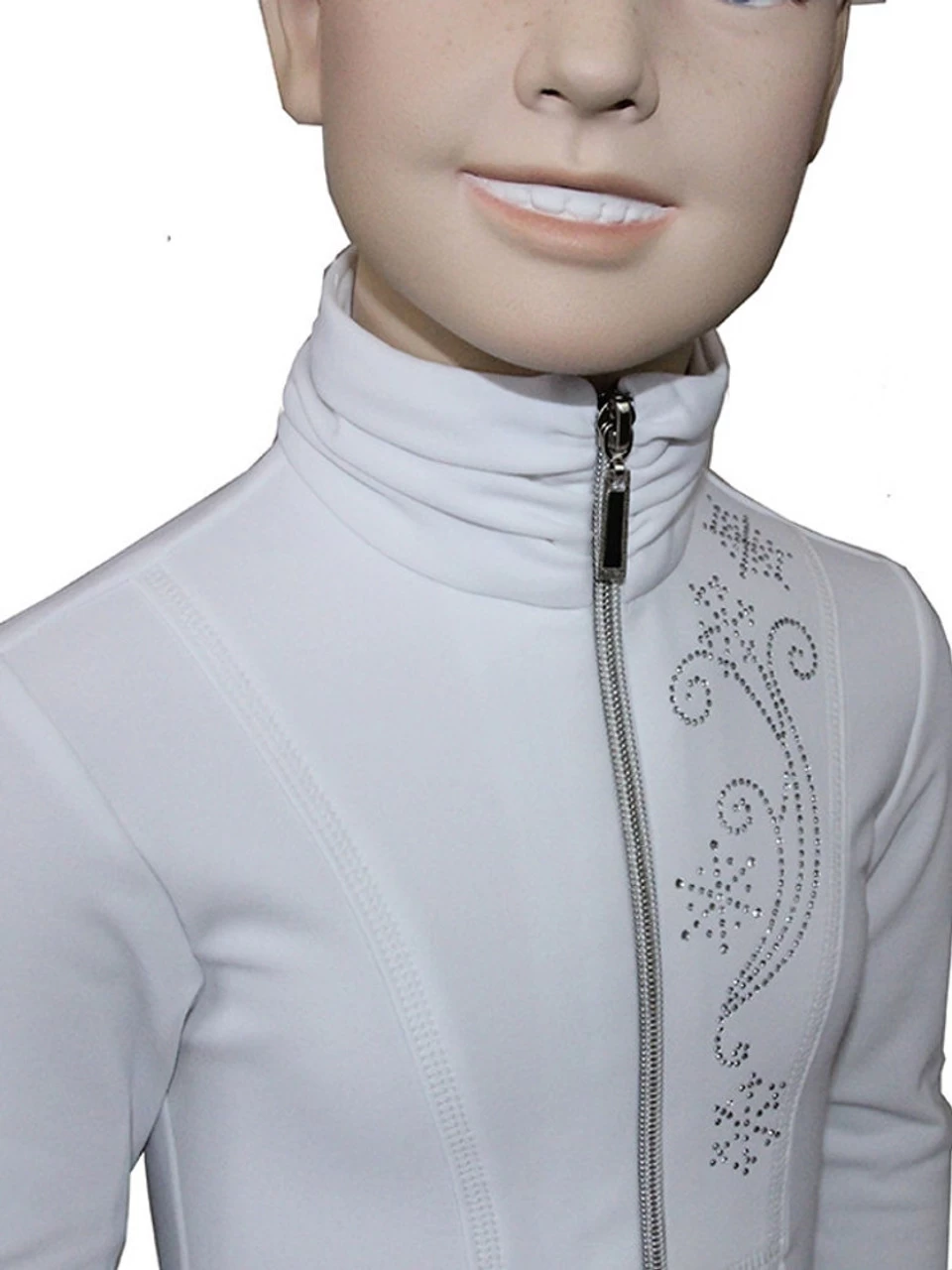 IceDress Figure Skating Jacket - Drape (White With Application Of Rhinestone) 2 IceDress Figure Skating Jacket - Drape (White With Application Of Rhinestone) - Image 2