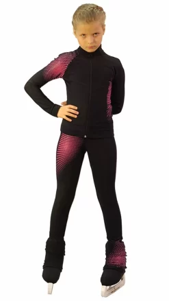 IceDress Figure Skating Thermal Pants -Disco (Black And Raspberry)