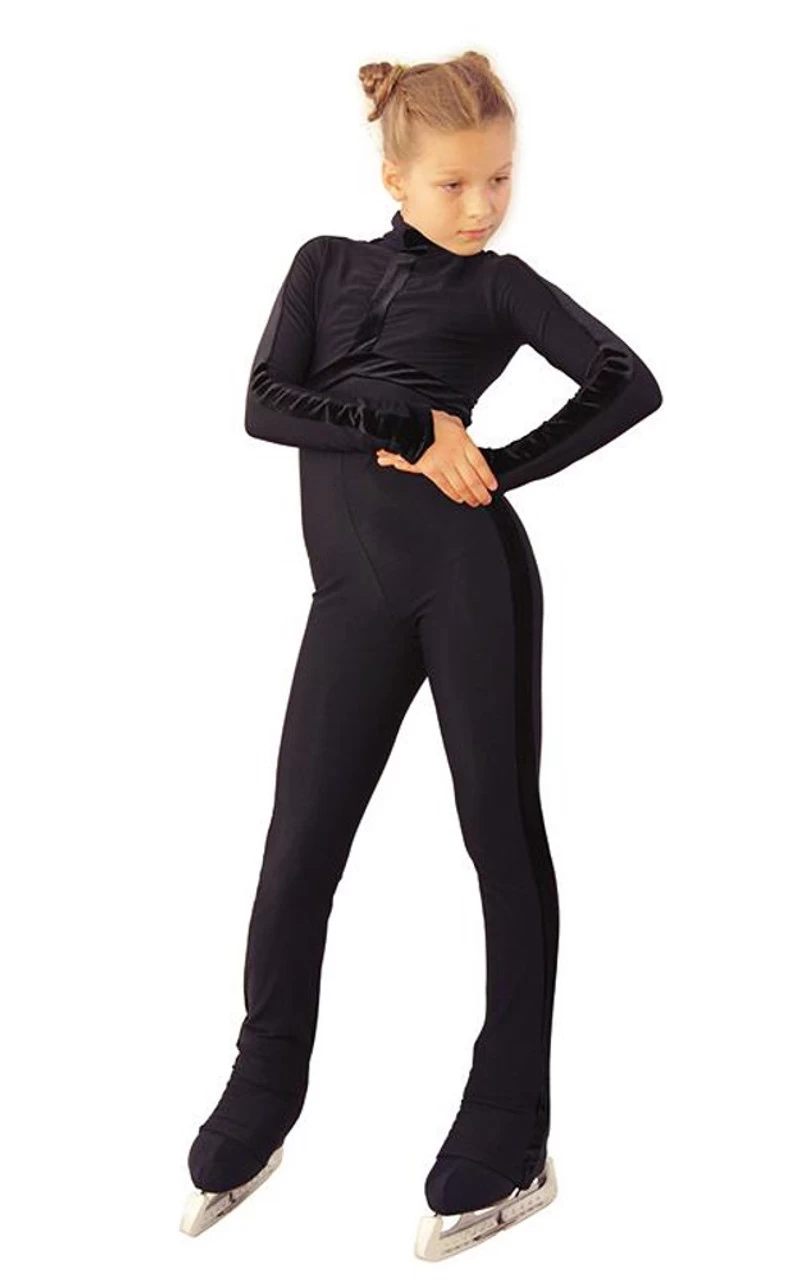 IceDress - Figure Skating Training Overalls - Sport Style (Black With Velvet) 2 IceDress - Figure Skating Training Overalls - Sport Style (Black With Velvet) - Image 2