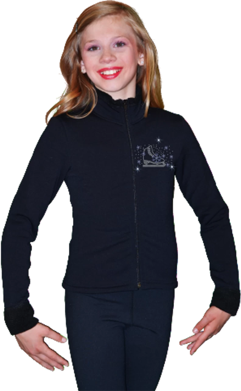 ChloeNoel Figure Skating Outfit - P11 Figure Skating Pants And J11 Solid Polar Fleece Fitted Figure Skating Jacket W/ Skate/Blue Snowflakes Crystals Combination 1 ChloeNoel Figure Skating Outfit - P11 Figure Skating Pants And J11 Solid Polar Fleece Fitted Figure Skating Jacket W/ Skate/Blue Snowflakes Crystals Combination