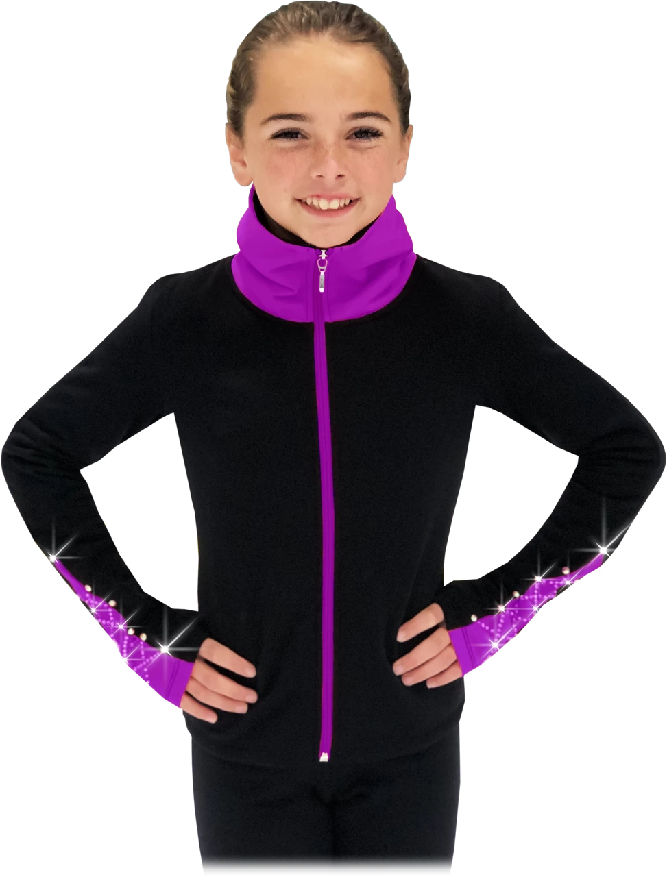 Chloe Noel JS883P Contract Elite Polartec Spiral Fleece Figure Skating Jacket With Crystals