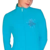ChloeNoel JT811 Solid Fleece Fitted Elite Figure Skating Jacket W/ Blue Ribbon Crystals Combination
