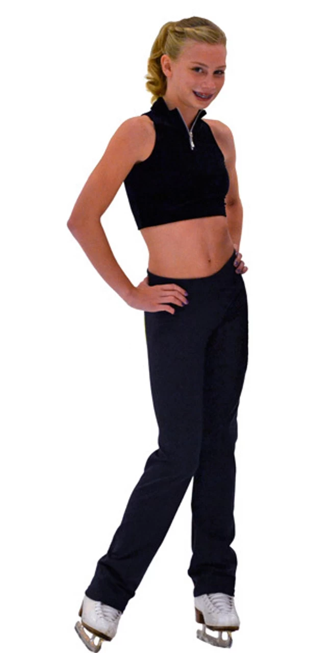 ChloeNoel P49 All Black 3Inch Waist Band Straight Cut Skate / Yoga / Dance Figure Skating Pants 4 ChloeNoel P49 All Black 3Inch Waist Band Straight Cut Skate / Yoga / Dance Figure Skating Pants - Image 4