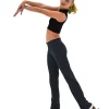ChloeNoel P49 All Black 3Inch Waist Band Straight Cut Skate / Yoga / Dance Figure Skating Pants