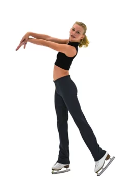 ChloeNoel P49 All Black 3Inch Waist Band Straight Cut Skate / Yoga / Dance Figure Skating Pants