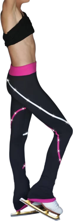 ChloeNoel P618F 2-Tone Piping Light Weight Fleece Figure Skating Pants With Matching Swarovski Crystals -Online Skating Store P618F FS crystals small 26272.1605674745