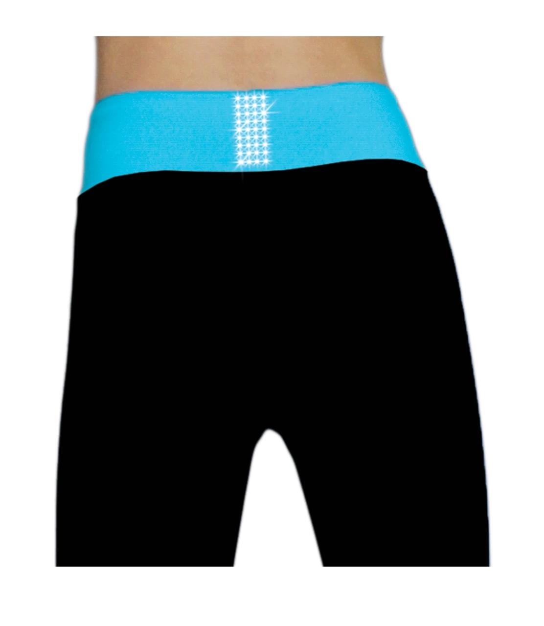 ChloeNoel PS792 3" Waist Band Black/Color Cuffs Elite Figure Skating Pants & Front Pocket & Swarovski Crystal Block 2 ChloeNoel PS792 3" Waist Band Black/Color Cuffs Elite Figure Skating Pants & Front Pocket & Swarovski Crystal Block - Image 2