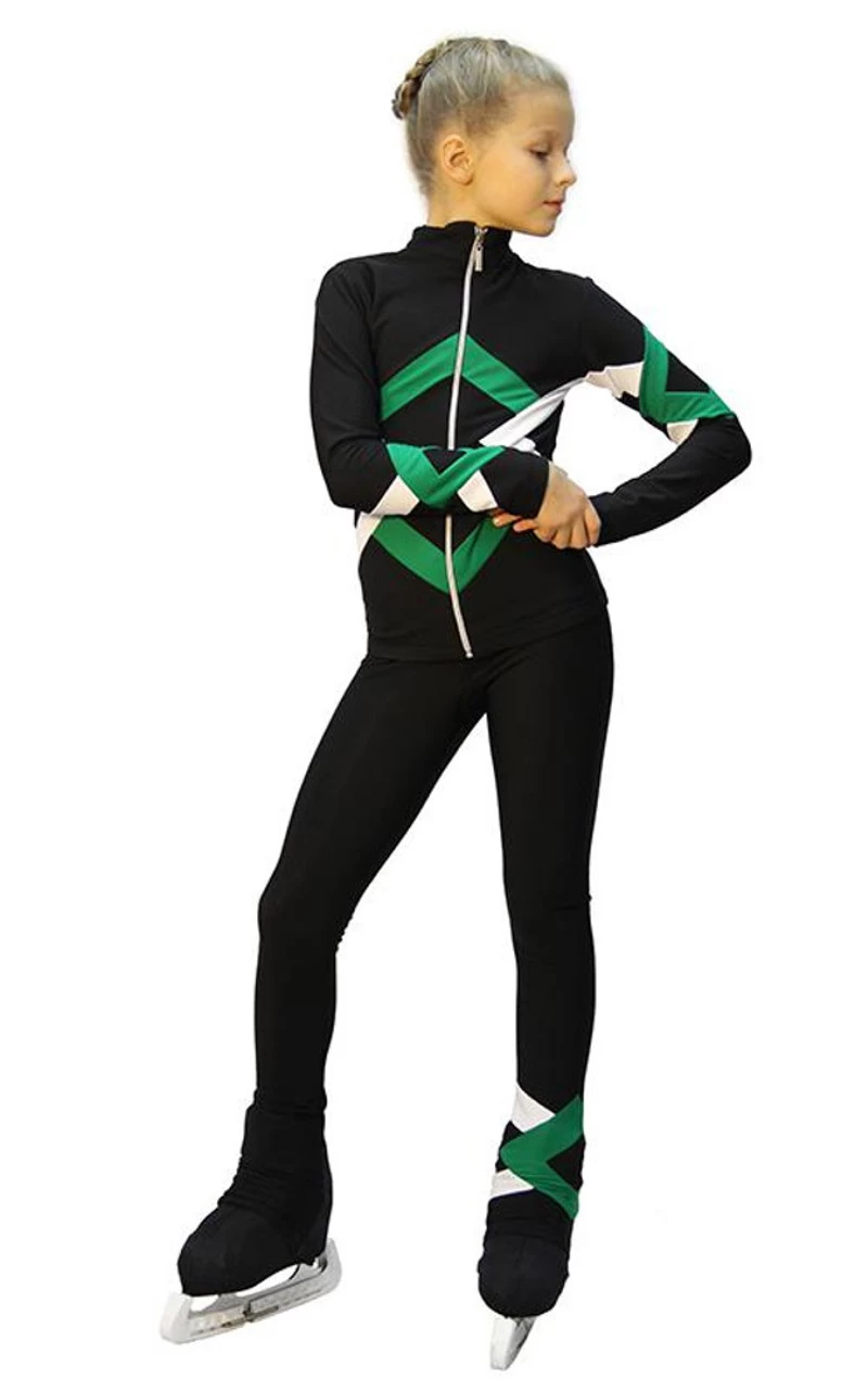IceDress Figure Skating Outfit - Thermal - Bauer (Black, Green And White) 2 IceDress Figure Skating Outfit - Thermal - Bauer (Black, Green And White) - Image 2