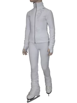 IceDress Figure Skating Jacket - Drape (White With Application Of Rhinestone)