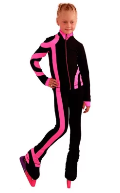 IceDress Figure Skating Outfit - Thermal - Cross-Roll (Black With Bright Pink)