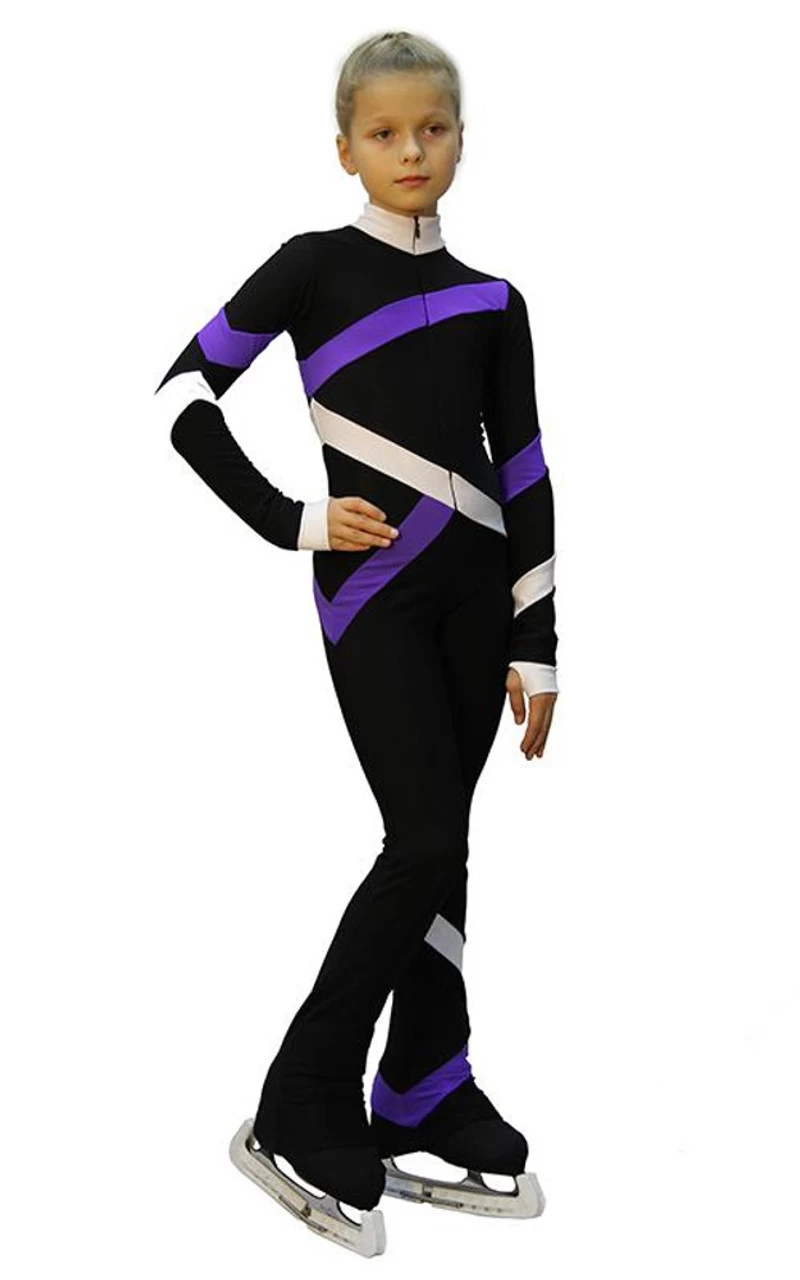 IceDress - Figure Skating Training Overalls - Quad (Black, Purple And White) 3 IceDress - Figure Skating Training Overalls - Quad (Black, Purple And White) - Image 3