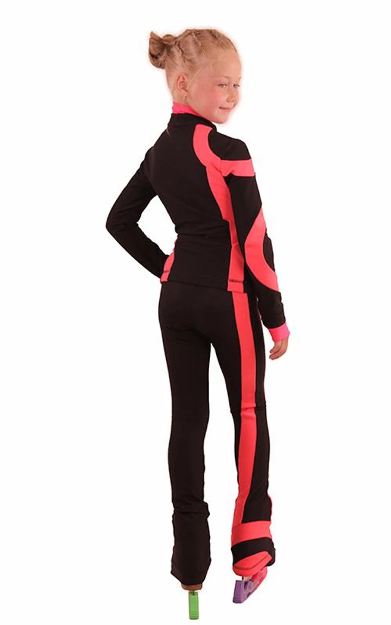IceDress Figure Skating Outfit - Thermal - Cross-Roll (Black With Bright Coral) 3 IceDress Figure Skating Outfit - Thermal - Cross-Roll (Black With Bright Coral) - Image 3