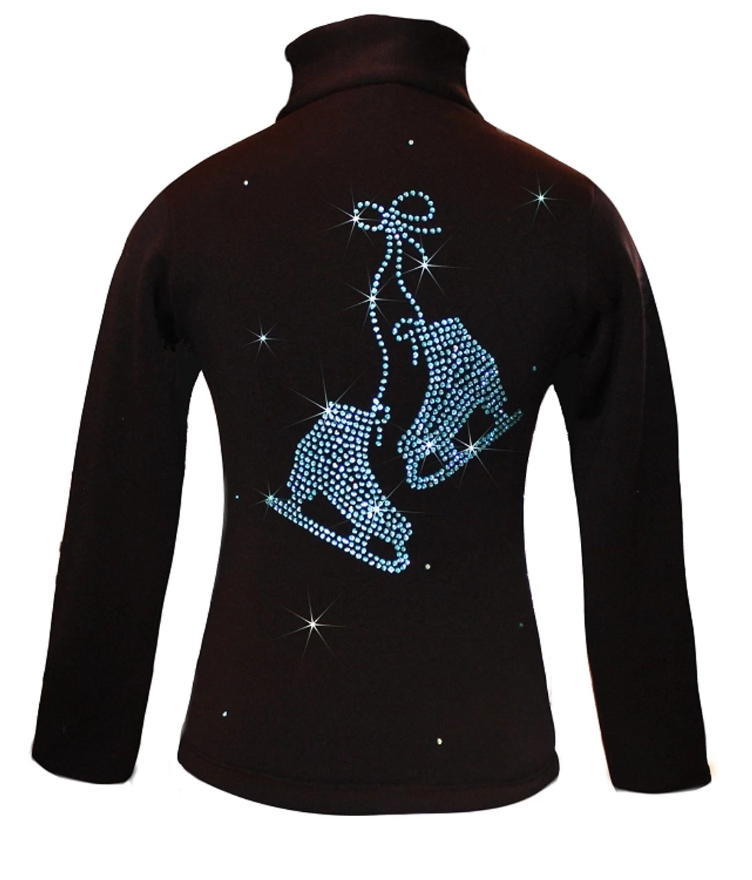 Black Ice Skating Jacket With Aqua "Pair Of Skates" Rhinestone Applique 2 Black Ice Skating Jacket With Aqua "Pair Of Skates" Rhinestone Applique - Image 2