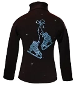 Black Ice Skating Jacket With Aqua "Pair Of Skates" Rhinestone Applique -Online Skating Store aquajacketskates thumbnail 71140.1667938839
