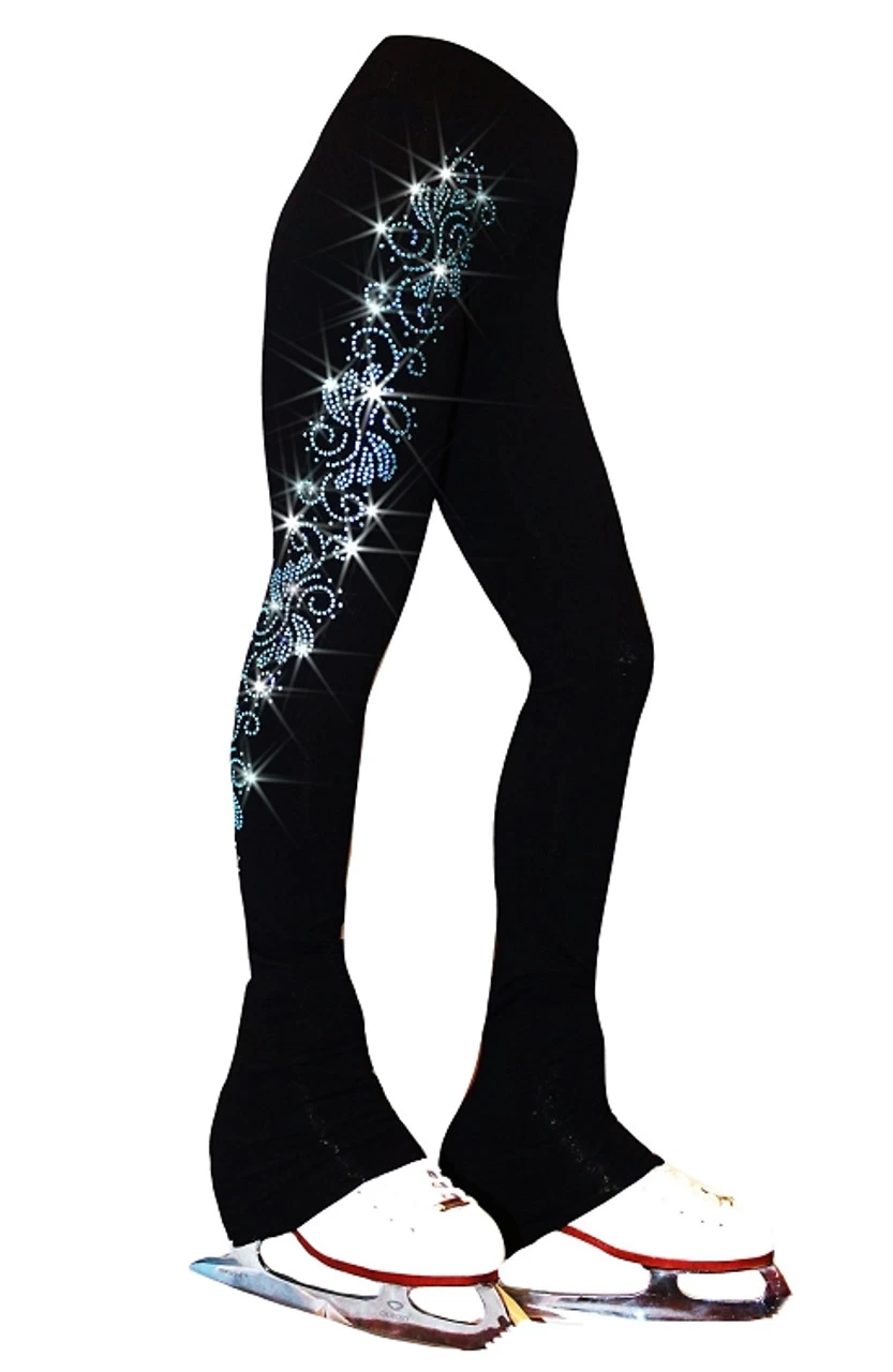 Ice Skating Pants With "Aqua Swirls" Rhinestones Design 1 Ice Skating Pants With "Aqua Swirls" Rhinestones Design