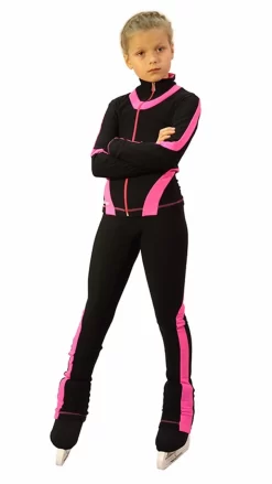 IceDress Figure Skating Thermal Pants -Flip (Black With Pink Line)