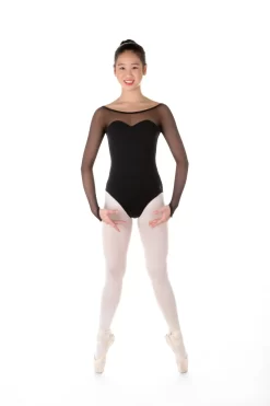 Elite Xpression - Body In Supplex With Sweetheart Neckline And Mesh Long Sleeves
